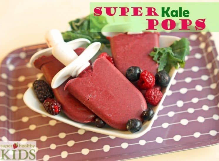 Super Kale Pops Recipe. Who knew you could add kale to popsicles, and the kids wouldn't complain one bit!